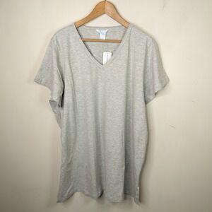 Silhouettes Tee Shirt Top Gray Cotton Stretch Short Sleeve